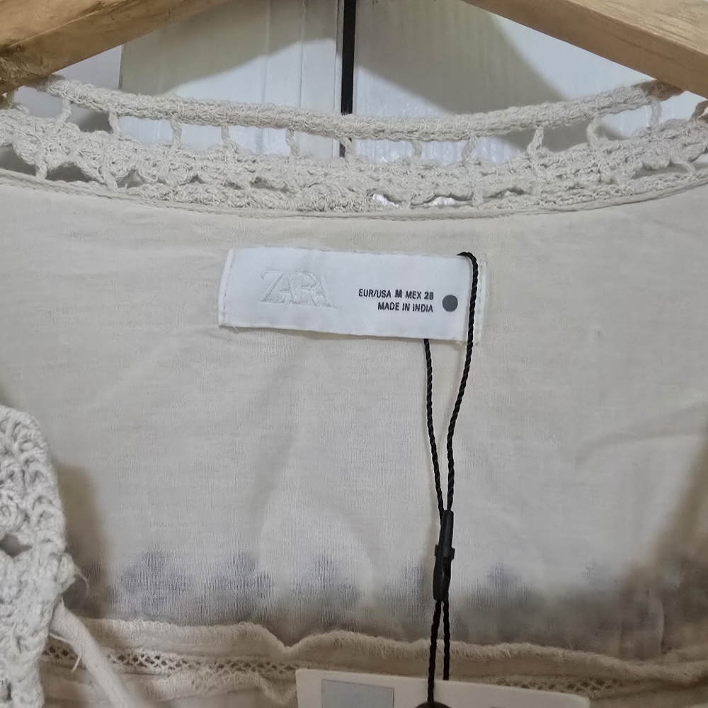 Zara Beige Embroidered Long Sleeve Dress - Picture 13 of 16